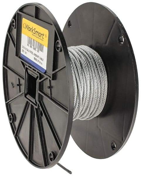 Value Collection - 1/8" Diam, Aircraft Cable - 1,760 Lb Breaking Strength, 7 x 19 Strand Core - Americas Industrial Supply