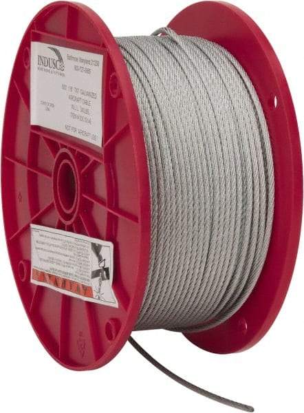 Value Collection - 1/8" Diam, Aircraft Cable - 1,700 Lb Breaking Strength, 7 x 7 Strand Core - Americas Industrial Supply