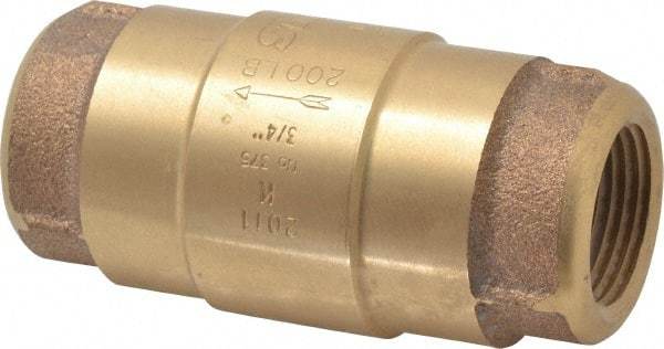 Strataflo - 3/4" Brass Check Valve - Inline, FNPT x FNPT, 200 WOG - Americas Industrial Supply