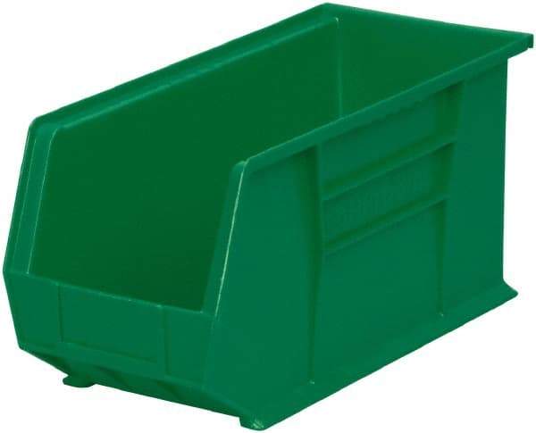 Akro-Mils - 60 Lb. Load Capacity, 18" Deep, Green Polymer Hopper Stacking Bin - 9" High x 8-1/4" Wide x 18" Long - Americas Industrial Supply