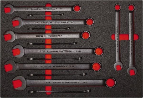 Proto - 14 Piece, 3/8" to 1-1/4", 12 Point Spline Combination Wrench Set - Inch Measurement Standard, Black Oxide Finish, Comes in Roll Pouch - Americas Industrial Supply