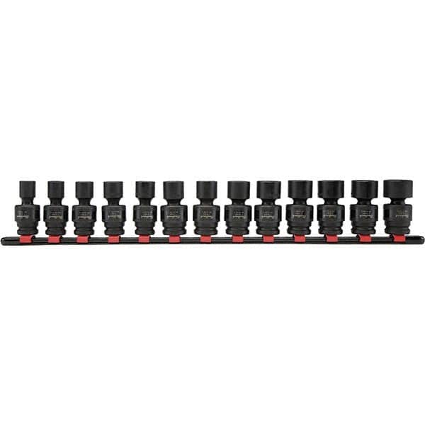 Blackhawk by Proto - 13 Piece 13/8" Drive Deep Well Impact Socket Set - 6 Points, 7 to 19mm Range, Metric Measurement - Americas Industrial Supply