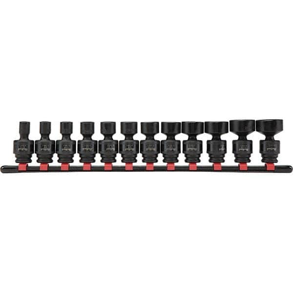 Blackhawk by Proto - 12 Piece 3/8" Drive Impact Socket Set - 6 Points, 5/16" to 1" Range, Inch Measurement Standard - Americas Industrial Supply