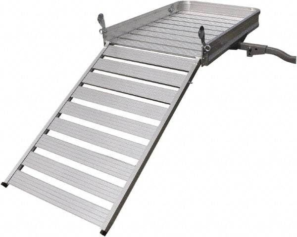 Erickson Manufacturing - Aluminum Cargo Carrier with Ramp - 30-1/4" Wide x 50" Long, Silver, For Use with 2" Receivers - Americas Industrial Supply