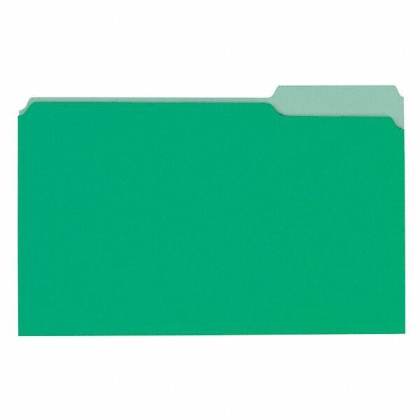 Universal One - 9-5/8 x 14-3/4", Legal, Bright Green/Light Green, File Folders with Top Tab - 11 Point Stock, 1/3 Tab Cut Location - Americas Industrial Supply