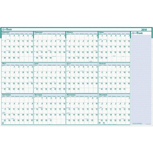 House of Doolittle - 1 Sheet, 24 x 37", Erasable Wall Calendar - White & Teal - Americas Industrial Supply