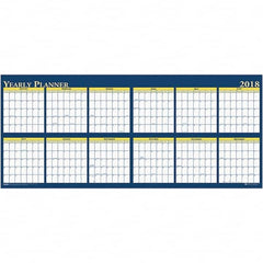 House of Doolittle - 1 Sheet, 60 x 26", Erasable Wall Planner - Yellow & Blue - Americas Industrial Supply