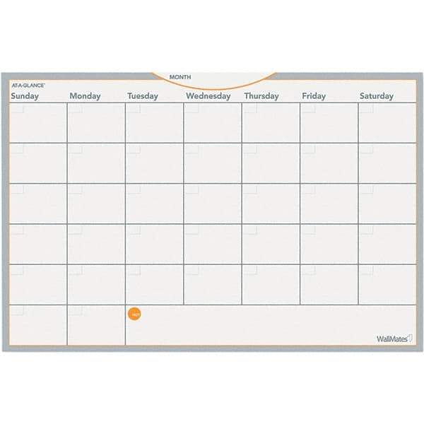 AT-A-GLANCE - 12 Sheet, 18 x 12", Erasable Wall Calendar - Gray, White & Orange - Americas Industrial Supply