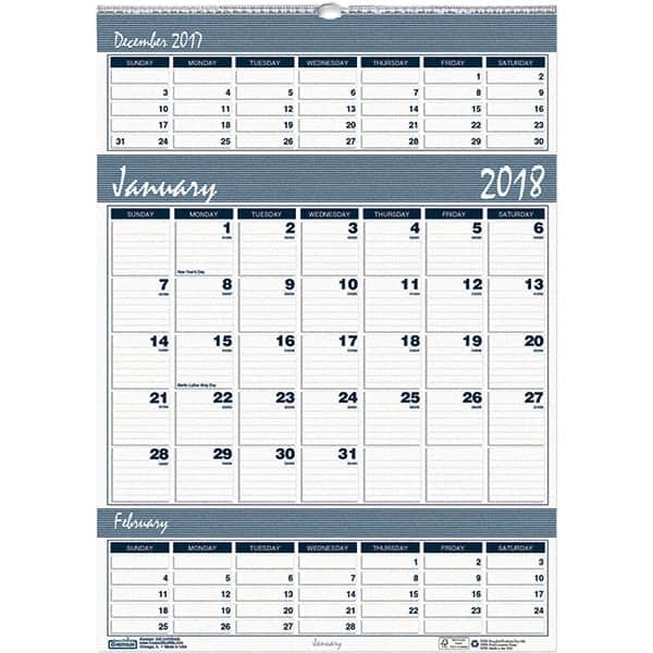 House of Doolittle - 12 Sheet, 15-1/2 x 22", Wall Calendar - Blue & Gray - Americas Industrial Supply