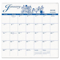 AT-A-GLANCE - 12 Sheet, 12 x 11-3/4", Wall Calendar - White - Americas Industrial Supply