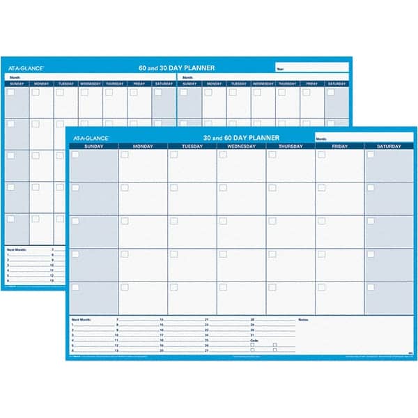 AT-A-GLANCE - 1 Sheet, 48 x 32", Erasable Wall Calendar - White & Blue - Americas Industrial Supply