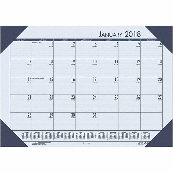 House of Doolittle - 12 Sheet, 22 x 17", Desk Pad Calendar - Ocean Blue - Americas Industrial Supply