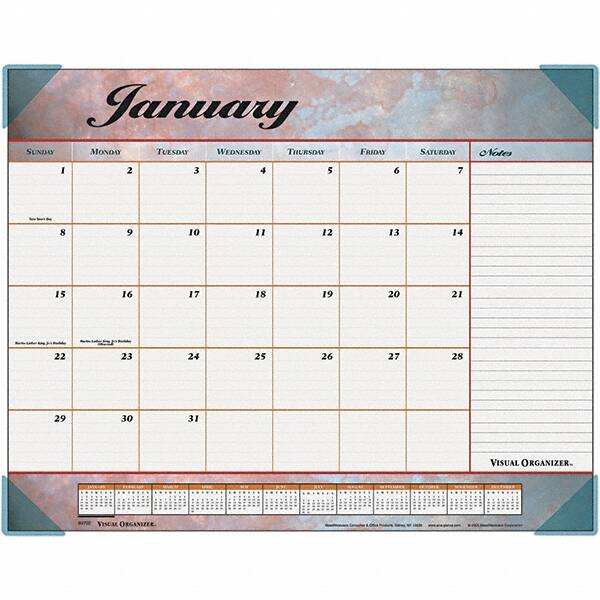AT-A-GLANCE - 12 Sheet, 22 x 17", Desk Pad Calendar - Marble Burgundy - Americas Industrial Supply