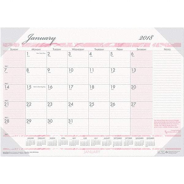 House of Doolittle - 12 Sheet, 18-1/2 x 13", Desk Pad Calendar - Pink & Gray - Americas Industrial Supply