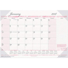 House of Doolittle - 12 Sheet, 18-1/2 x 13", Desk Pad Calendar - Pink & Gray - Americas Industrial Supply