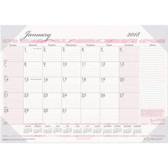 House of Doolittle - 12 Sheet, 22 x 17", Desk Pad Calendar - Pink & Gray - Americas Industrial Supply