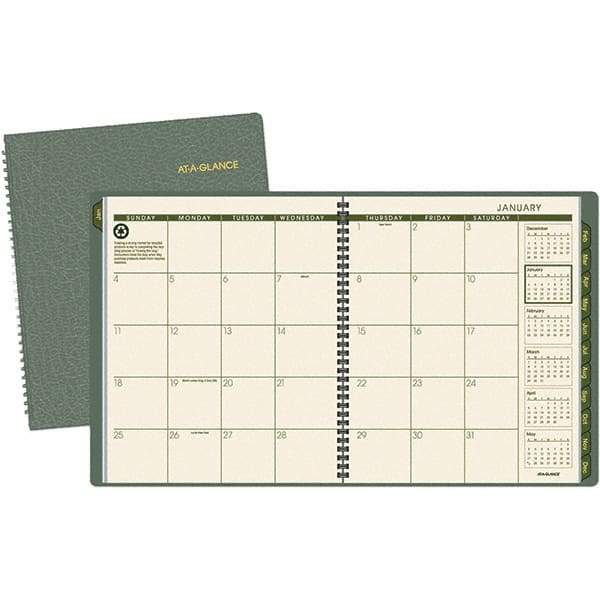 AT-A-GLANCE - 24 Sheet, 9 x 11", Monthly Planner - Green - Americas Industrial Supply