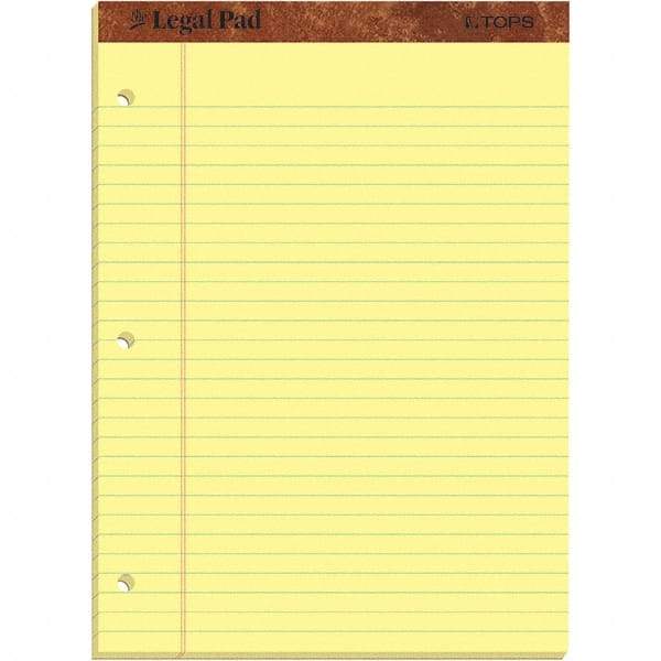 TOPS - 50 Sheet, 8-1/2 x 11-3/4", Legal/Wide (Style) Legal Pad - Canary - Americas Industrial Supply
