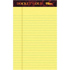 TOPS - 50 Sheet, 5 x 8", Narrow Writing Pad - Canary - Americas Industrial Supply