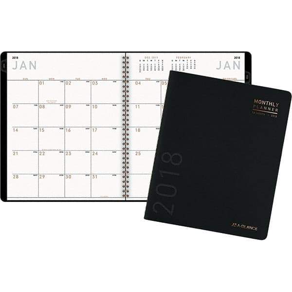 AT-A-GLANCE - 48 Sheet, 8-7/8 x 11", Monthly Planner - Black - Americas Industrial Supply