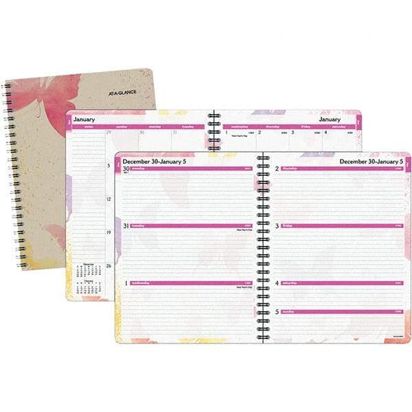 AT-A-GLANCE - 128 Sheet, 8-1/2 x 11", Weekly/Monthly Planner - Watercolors - Americas Industrial Supply