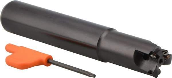 Kennametal - 3/4" Cut Diam, 0.04" Max Depth, 3/4" Shank Diam, Cylindrical Shank Indexable High-Feed Helical End Mill - Screw Holding Method, WP..0302.. Insert, KF Toolholder, Through Coolant - Americas Industrial Supply