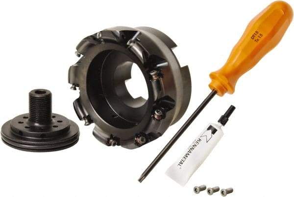 Kennametal - 100mm Cut Diam, 3mm Max Depth, 32mm Arbor Hole, 9 Inserts, RN.J 1204... Insert Style, Indexable Copy Face Mill - KDR Cutter Style, 22,150 Max RPM, 50mm High, Through Coolant, Series Rodeka - Americas Industrial Supply