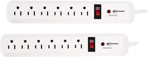 innovera - 6 Outlets, 120 Volts, 15 Amps, 4' Cord, Surge Power Outlet Strip - Floor Mount, 5-15R NEMA Configuration - Americas Industrial Supply