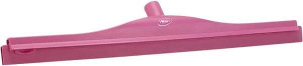 Vikan - 24" Rubber Blade Floor Squeegee - Double Edge, Pink, Plastic Holder - Americas Industrial Supply