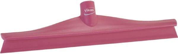 Vikan - 15-3/4" Rubber Blade Floor Squeegee - Single Edge, Pink, Plastic Holder - Americas Industrial Supply