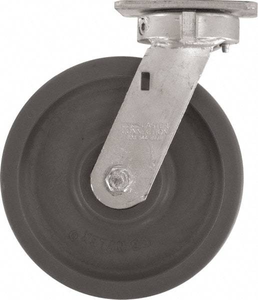 Caster Connection - 8" Diam x 2" Wide x 9-1/2" OAH Top Plate Mount Swivel Caster - High Grade Nylon, 2,000 Lb Capacity, Sealed Precision Ball Bearing, 4 x 4-1/2" Plate - Americas Industrial Supply
