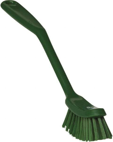 Vikan - 1" Bristle Length, Polyester Food Service Brush - 2-7/8" Long x 1" Wide Head, 11" OAL, Green, Polypropylene Block - Americas Industrial Supply