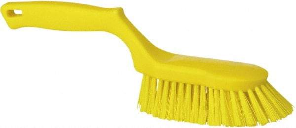 Vikan - 1-1/2" Bristle Length, Polyester Scrub Brush - 5-5/8" Long x 5" Wide Head, 13-1/2" OAL, Yellow, Polypropylene Block - Americas Industrial Supply