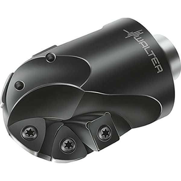 Walter - 50mm Cut Diam, 77mm Max Depth of Cut, 50mm Shank Diam, 117mm OAL, Indexable Ball Nose End Mill - 7,600 Max RPM - Americas Industrial Supply
