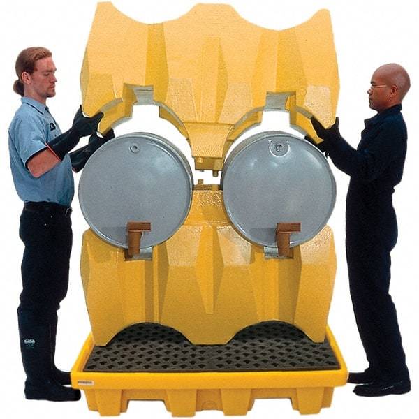 UltraTech - 66 Gal Sump, 3,000 Lb Capacity, 4 Drum, Polyethylene P4 Drum Rack Containment System - 53" Long x 53" Wide x 77-3/4" High, Two-Tier Drum Configuration - Americas Industrial Supply