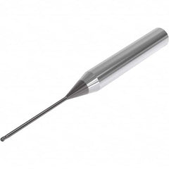 Seco - 1mm Diam, 1mm LOC, 2 Flute Solid Carbide Ball End Mill - SIRON-A Finish, Single End, 60mm OAL, 6mm Shank Diam, Spiral Flute - Americas Industrial Supply