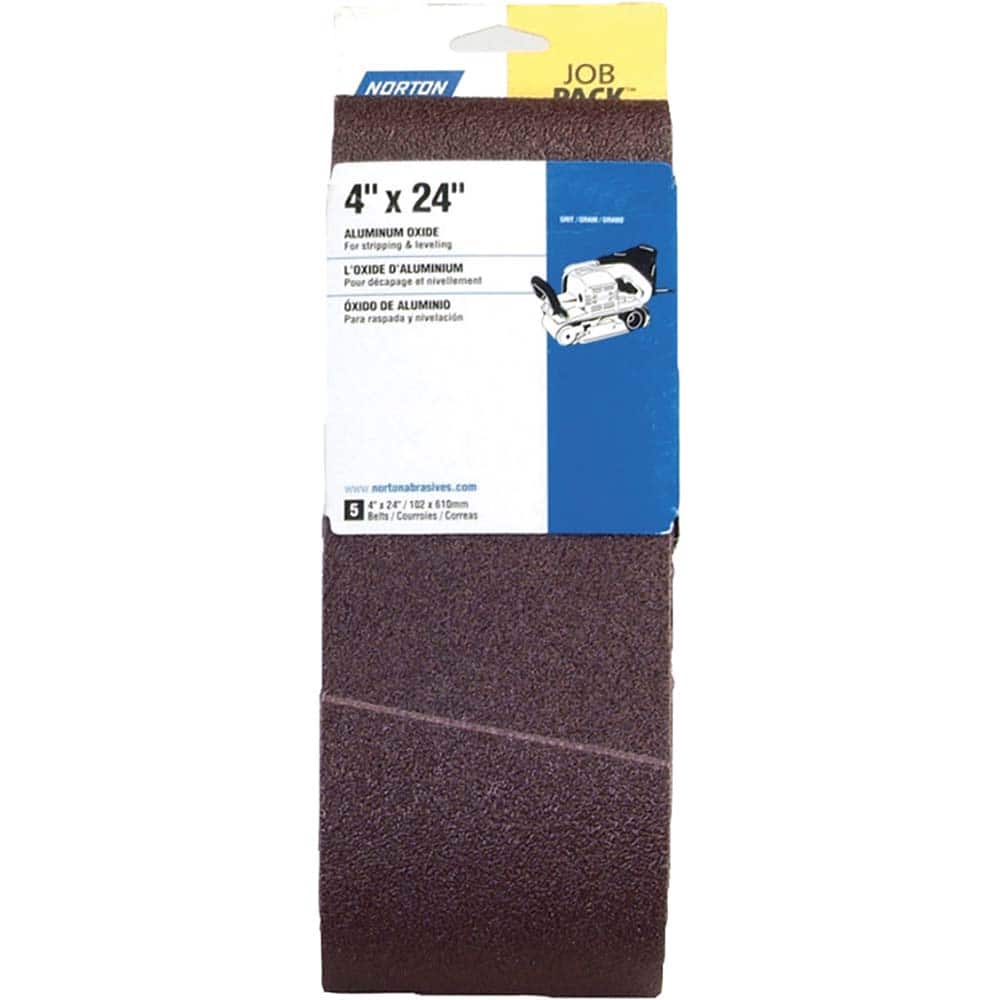 Norton - 4" Wide x 24" OAL, 120 Grit, Aluminum Oxide Abrasive Belt - Americas Industrial Supply