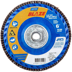 Norton - 6" 60 Grit 5/8-11 Center Hole Type 27 Ceramic Alumina Flap Disc - Americas Industrial Supply