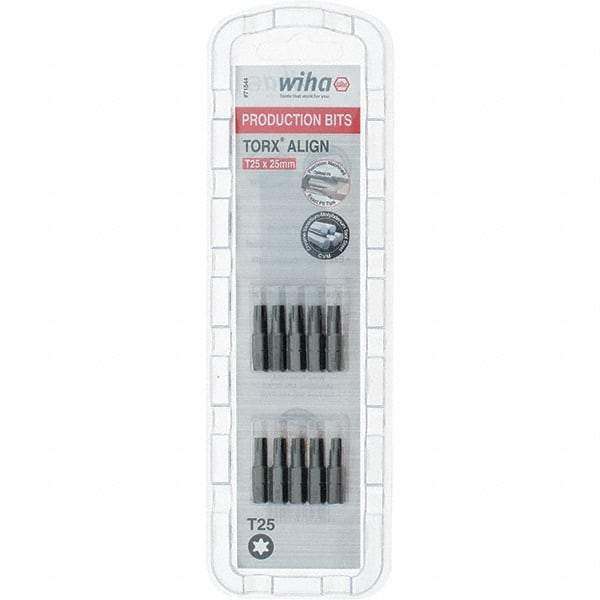 Wiha - 1/4" Drive T25 Torx Screwdriver Bit - 1" OAL, Insert Bit - Americas Industrial Supply