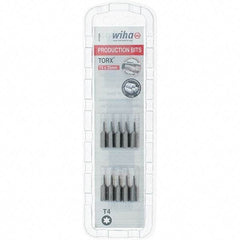 Wiha - 1/4" Drive T4 Torx Screwdriver Bit - 1" OAL, Insert Bit - Americas Industrial Supply