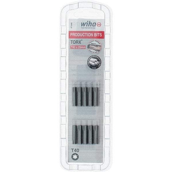 Wiha - 1/4" Drive T40 Torx Screwdriver Bit - 1" OAL, Insert Bit - Americas Industrial Supply
