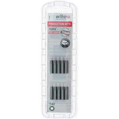 Wiha - 1/4" Drive T40 Torx Screwdriver Bit - 1" OAL, Insert Bit - Americas Industrial Supply