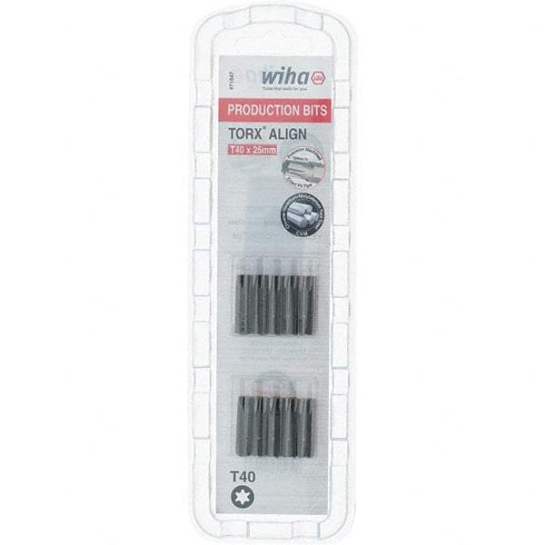 Wiha - 1/4" Drive T40 Torx Screwdriver Bit - 1" OAL, Insert Bit - Americas Industrial Supply