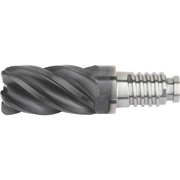 Kennametal - 25" Diam, 37.5mm LOC, 5 Flute 5mm Corner Radius End Mill Head - Solid Carbide, AlTiN Finish, Duo-Lock 25 Connection, Spiral Flute, 39° Helix - Americas Industrial Supply