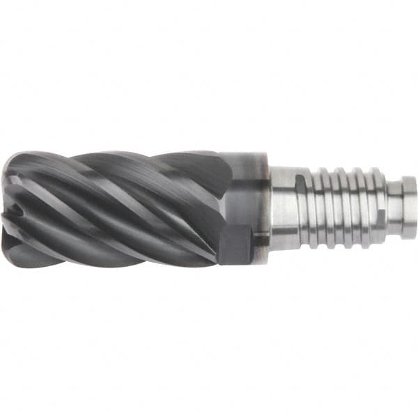 Kennametal - 25" Diam, 37.5mm LOC, 6 Flute 1mm Corner Radius End Mill Head - Solid Carbide, AlTiN Finish, Duo-Lock 25 Connection, Spiral Flute, 39° Helix, Centercutting - Americas Industrial Supply