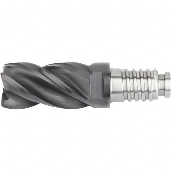 Kennametal - 25" Diam, 37.5mm LOC, 4 Flute 5mm Corner Radius End Mill Head - Solid Carbide, AlTiN Finish, Duo-Lock 25 Connection, Spiral Flute, 39° Helix, Centercutting - Americas Industrial Supply
