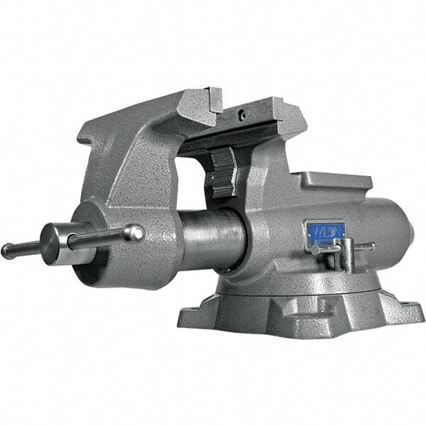 Wilton - 8-1/2" Jaw Width, 8-1/2" Opening Capacity, 4-1/2" Throat Depth, Iron Swivel Bench Vise - Double Lockdown Base Attachment, Anvil, 23-39/64" Long x 12-39/64" Wide x 10-19/64" High - Americas Industrial Supply