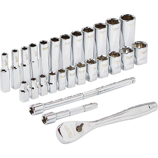 Milwaukee Tool - Socket Sets Measurement Type: Metric Drive Size: 1/4 - Americas Industrial Supply