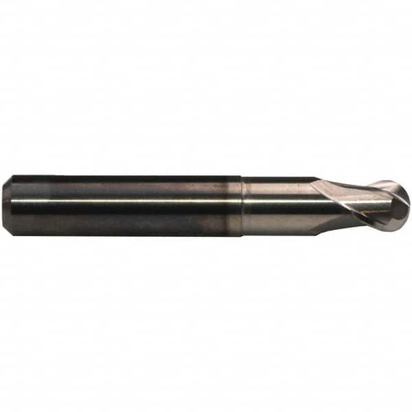 Emuge - 5/16" Diam, 9/32" LOC, 2 Flute Solid Carbide Ball End Mill - CrN Finish, Single End, 2-1/2" OAL, 5/16" Shank Diam, Ball Flute - Americas Industrial Supply