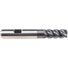 Emuge - 4mm Diam, 26mm LOC, 4 Flute Solid Carbide Roughing & Finishing End Mill - TiAlN Finish, 83mm OAL, 12mm Shank Diam, Weldon Shank, 50° Helix, Long Length - Americas Industrial Supply